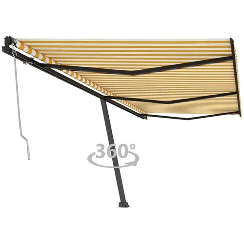  Prostostoječa avtomatska tenda 600x350 cm rumena/bela, (20728728)