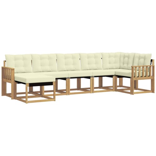 vidaXL Zunanja garnitura za sedenje z blazino 7 pcs Bela in krem, (5000281015) Cene
