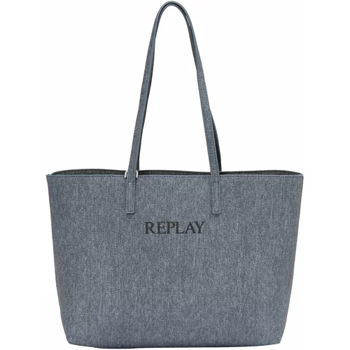 Replay Nakupovalna torba moder denim / siv denim / črna