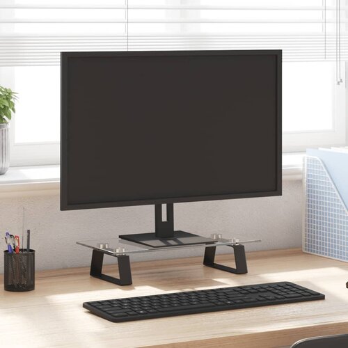  Stalak za monitor crni 40x20x8 cm kaljeno staklo i metal Cijene