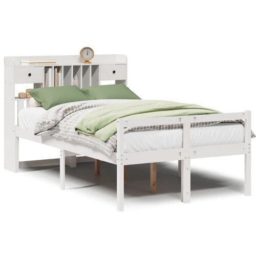 Maison Chic Posteljni Okvir - Dvoposteljna postelja brez vzmetnice bela 135x190 cm trdna borovina, (22082052) Slike