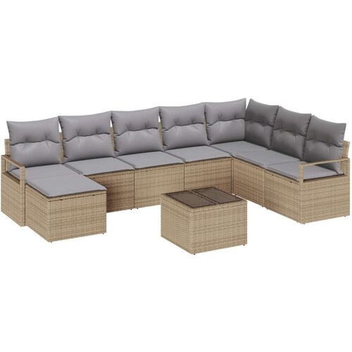  9-dijelni vrtni kauč set s jastučićima u crnom poli ratan  dvosed kauč s jastučićima u bež poli ratan Cijene