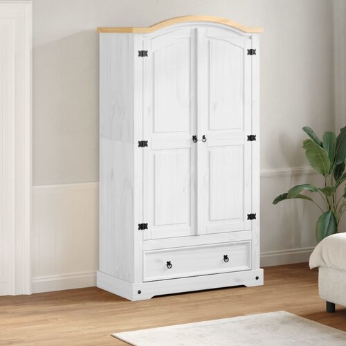 vidaXL Garderobna omara Corona bela 102x52x186 cm trdna borovina Cene