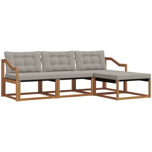  Set vanjskih sofa 4 kom. Prirodna i svjetlosiva Smeđa 245,5 x 162,5 x 73 cm Slike