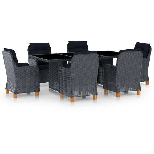  7-dijelni vrtni blagovaonski set od poliratana tamnosivi Cijene