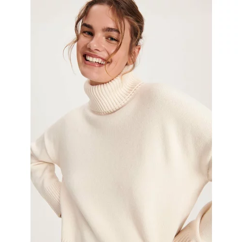 Reserved pulover s puli ovratnikom - ebenovina