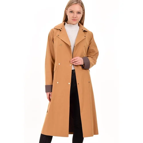 Dewberry Z6635 EXTRA COATED WATER-REPELLENT WOMEN'S TRENCH COAT-BEIGE