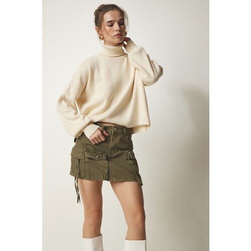  Women&amp;#039;s Cream Turtleneck Casual Knitwear Sweater Slike
