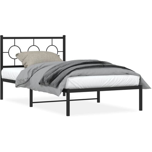 vidaXL Metalni okvir za krevet s uzglavljem crni 100x190 cm Cene