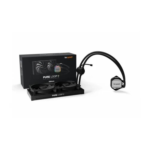 BE QUIET PURE LOOP 2, 280mm [with Mounting Kit for Intel and AMD], Doubly decoupled PWM pump, Two Pure Wings 3 PWM fan 140mm, Unmistakable design with ARGB LED and aluminum-style Cene