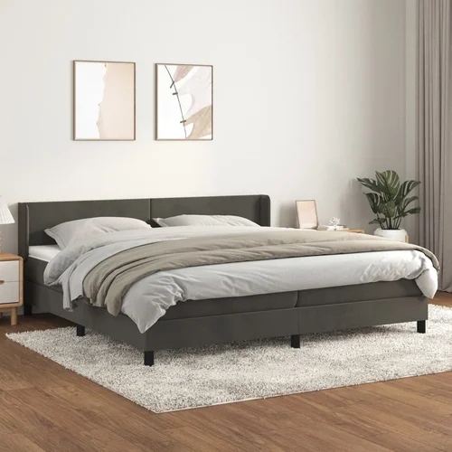 The Living Store Box spring postelja z vzmetnico temno siva 200x200 cm žamet - Box Spring Postelja, (21488618)