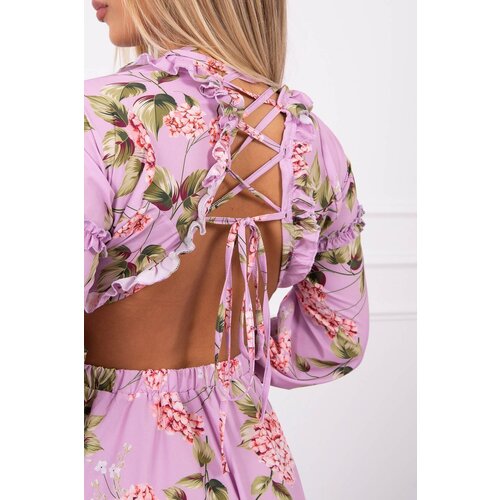 Kesi Lace-up flower dress purple Cene