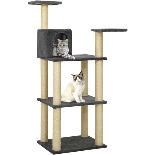 vidaXL penjalica za mačke sa stupovima za grebanje tamnosiva 119 cm