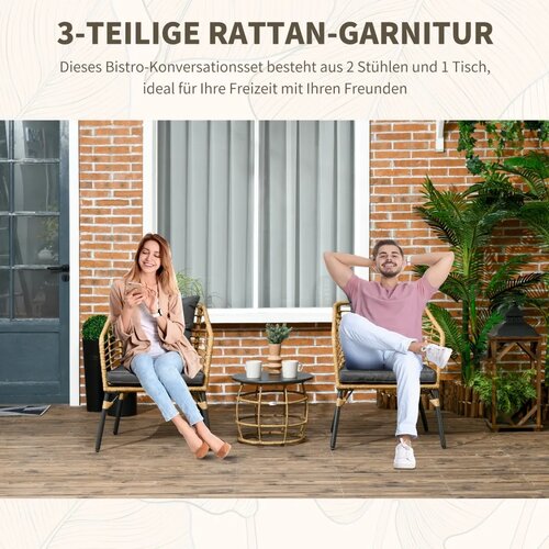 Bistro set 3 komada 1 stolić 2 stolice 62x65x78 cm boja pijeska i tamno siva Slike
