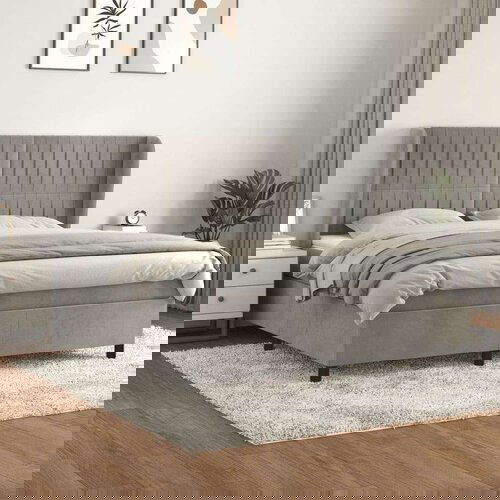  S oprugama i madracem svjetlosivi 180x200 cm bar&amp;scaron;unasti Slike