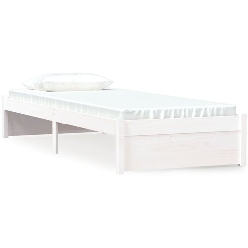 Maison Chic Posteljni okvir - Enojna postelja - Postelja za odrasle bel iz trdnega lesa 75x190 cm-J10217, (21761083) Slike
