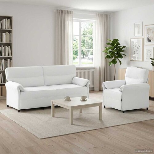  Set sofe 2 kom. Bijela Tkanina - Bijela 1-sjedalo (70 cm) 3-sjedalo (180 cm) Cene