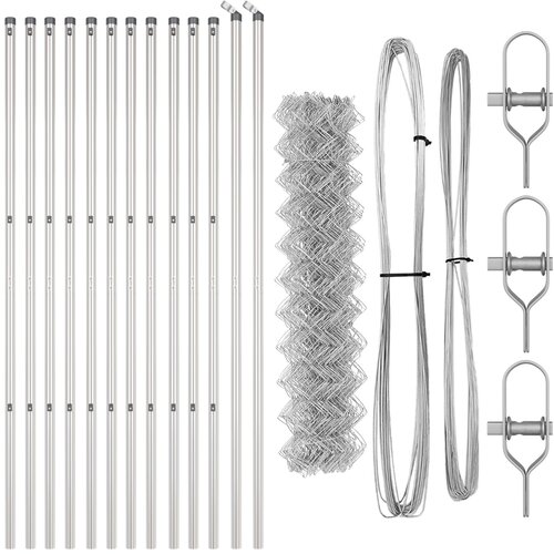 VidaXL Lančana ograda s 13 stupova 1.2x25 m Galvanizirani čelik Slike