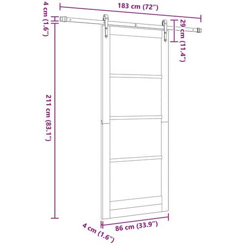  Klizna vrata ORKDAL Prirodna i crna 86 x 211 cm Slike