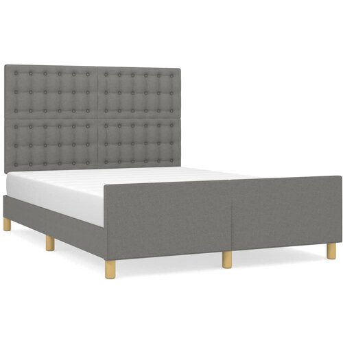 Maison Chic Posteljni okvir - Dvoposteljna postelja - Zakonska postelja brez vzmetnice temno siv 140x200 cm tkanina-J12947, (21762699) Slike