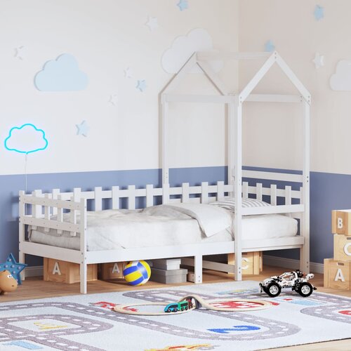  Dnevni krevet s krovom bez madraca bijeli 80x200cm masivno drvo Cijene