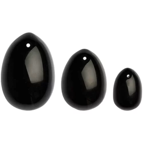 La Gemmes Yoni - komplet kroglic za gekone - črni obsidian (3 kosi)