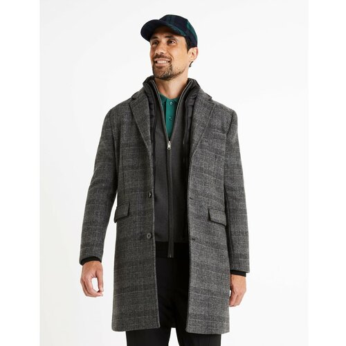 Celio Cuplacket Woolen Plaid Coat - Men Cene