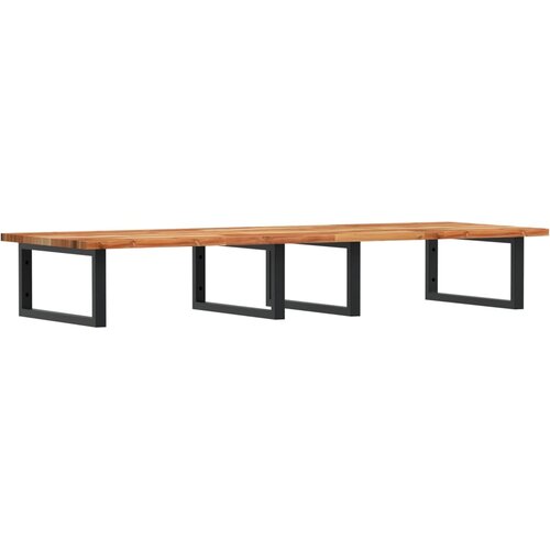  Zidna polica za umivaonik od čelika i masivnog bagremovog drva Smeđa 160 x 50 x 2 cm Slike