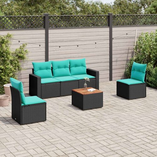  Vrtna garnitura - 6-dijelni set vrtnih sofa od poliratana s jastucima crni - Crna 1 Cijene