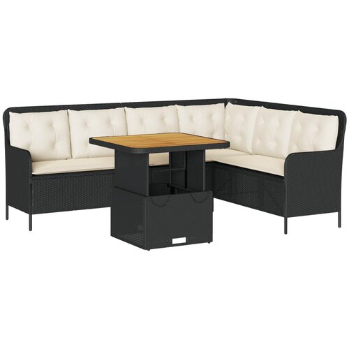  2-dijelna vrtna garnitura od poliratana s jastucima crna 80 x 80 x 40/71 cm Slike