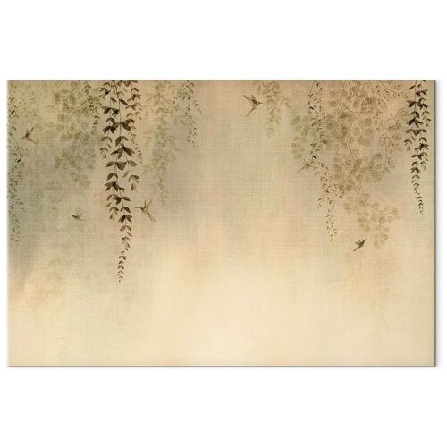  Slika - Spring Orchard - Hummingbirds Among Tree Branches in Beige Shades 30x20 Premium Print Slike