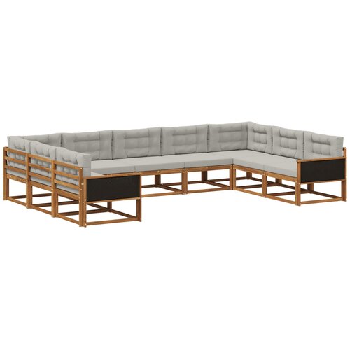 vidaXL Zunanja garnitura za sedenje 9 pcs Naravna in svetlo siva, (5000282378) Cene