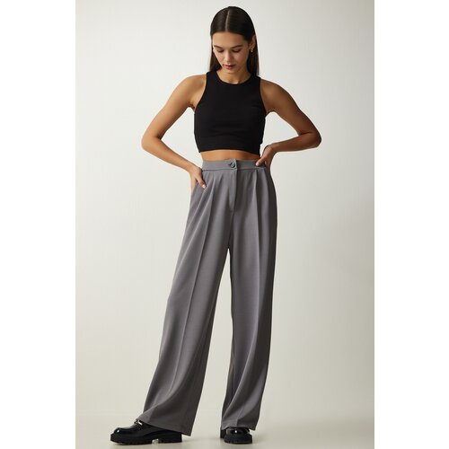  Women&amp;#039;s Gray Pleated Palazzo Trousers Slike