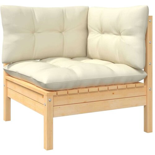 vidaXL Kutna vrtna sofa s krem jastucima od masivne borovine Cene