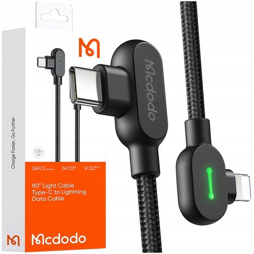 McDodo KOTNI KABEL 90&deg; USB-C LIGHTNING DVOSMERNI ZA IPHONE 13 14 LED 2M, (21747981) Cene