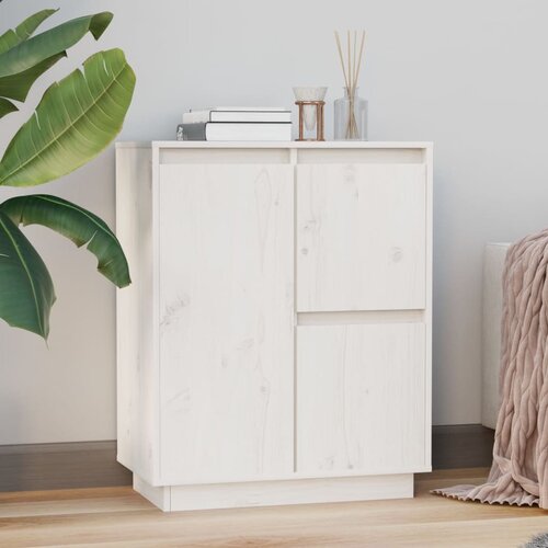  The Living Store Komoda bela 60x34x75 cm trdna borovina - Komoda, (21442049) Slike