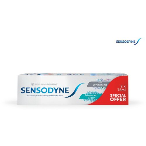 Sensodyne Extra Whitening Pasta za zube + Advance Clean, 2 x 75 ml PROMO Slike