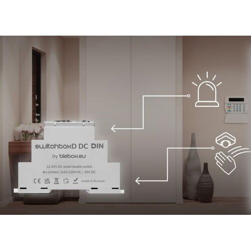 BLEBOX switchBoxD DC DIN - 2-kanalni rele 230V AC / 5-30V DC Slike