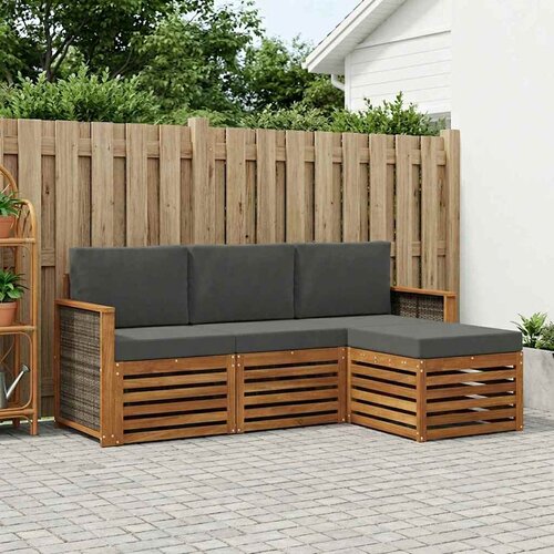  Set vanjskih sofa 4 kom. Prirodna i antracit Smeđa Cijene