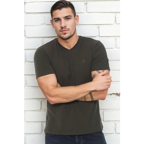 Dewberry T8568 V-NECK MEN'S T-SHIRT-DARK KHAKI Cijene