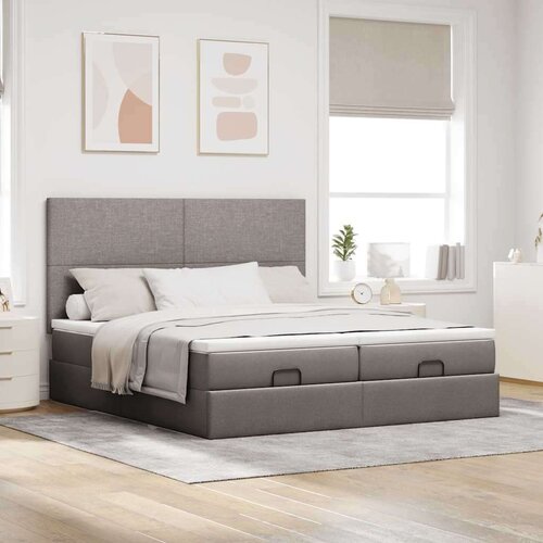 VidaXL Otomanski okvir kreveta s madracima smeđesivi 180x200cm tkanine Slike