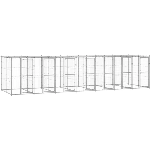 vidaXL Zunanji pasji boks pocinkano jeklo s streho 16,94 m²