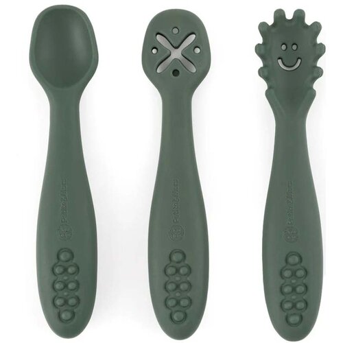 Petite&amp;amp;Mars Silikonske žlice za trening od 3 kom 6 m+ Take&amp;amp;Match, Misty Green Slike