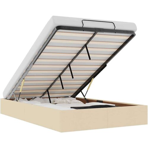 VidaXL Otomanski okvir kreveta bez madraca krem 120x200 cm od tkanine Slike
