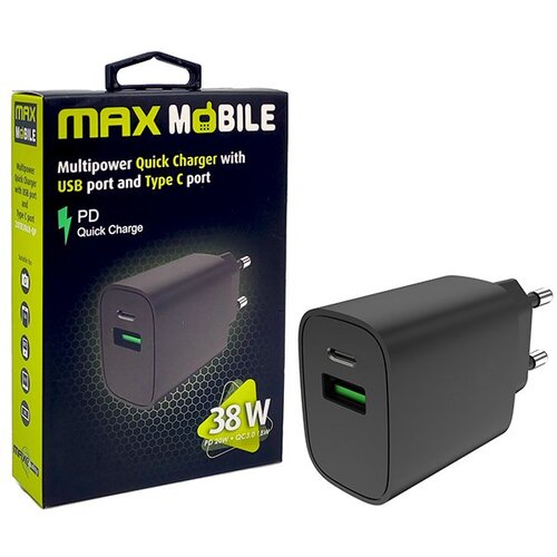  Maxmobile kućni punjač PD QC3.0 DUO Type C 20W+USB 18W 2UTR3068QP Slike
