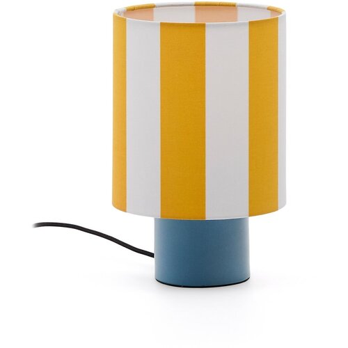 Kave Home Rumena/modra namizna svetilka s tekstilnim senčilom (vi&amp;scaron;ina 25 cm) Ciral &amp;ndash; Slike