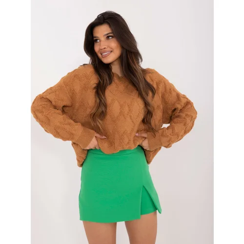 Fashion Hunters Green plain skirt-shorts with slit