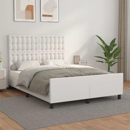 Okvir za krevet s uzglavljem bijeli 140x200 cm od umjetne kože