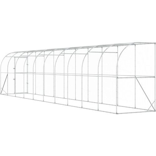  Kavez za piletinu uz zid Srebrna 600 x 150 x 215 cm Slike