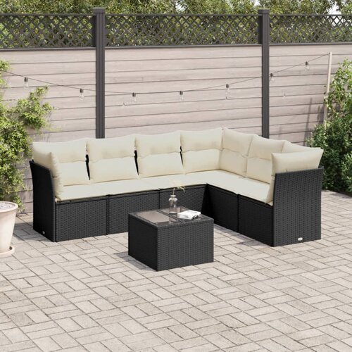 VidaXL 7-dijelni set vrtnih sofa od poliratana s jastucima crni Slike